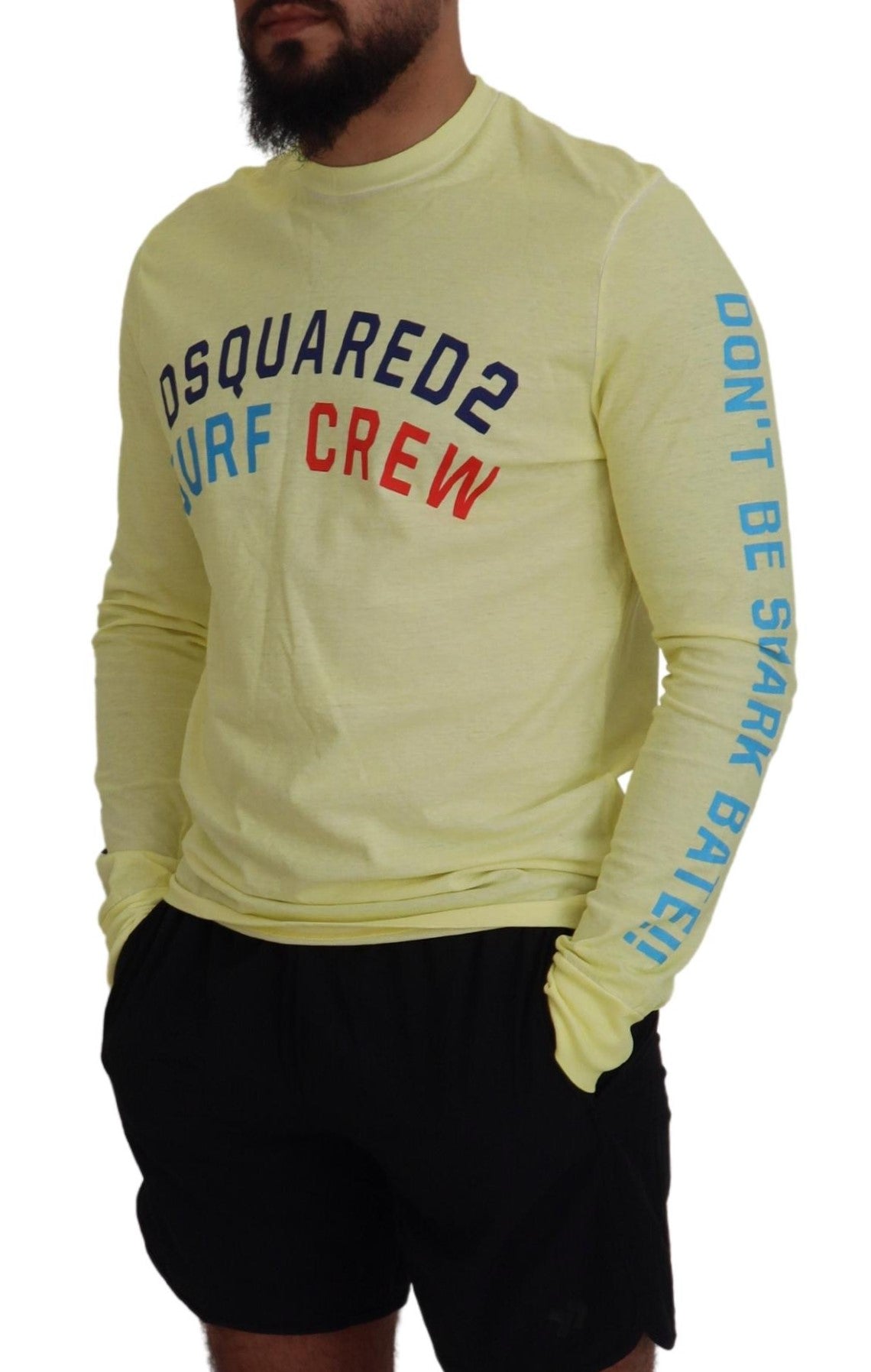 Dsquared² Sarı renkli baskılı uzun kollu üst tişört
